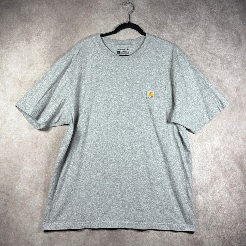 Carhartt Shirt Mens Large Heather Gray Pocket Loose Fit Workwear Short Sleeves‎